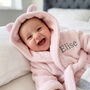 Personalised Soft Baby Pink Dressing Gown With Ears, thumbnail 1 of 12