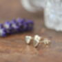 Darcy Nine Carat Gold Slender Heart Earrings, thumbnail 2 of 3