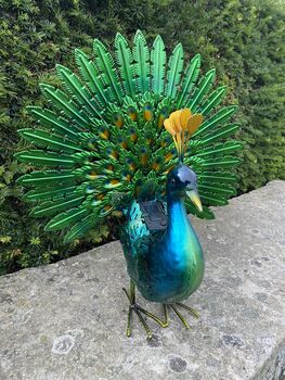 Light Up Metal Garden Peacock, 6 of 9