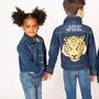Personalised Kids Denim Jacket With Big Tiger, thumbnail 1 of 7