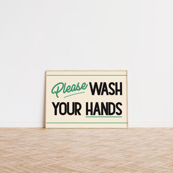 Please Wash Your Hands Retro Bathroom Print, 5 of 8