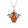 Personalised Sterling Silver Amber Bee Pendant Necklace, thumbnail 3 of 11
