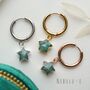 Emerald May Birthstone Star Hoop Earrings, thumbnail 4 of 10