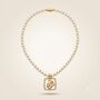 Om Square Pendant Pearl Beaded Necklace, thumbnail 1 of 3
