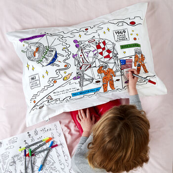 Space Pillowcase Kit + 10 Pens, Colour In And Learn, 5 of 7