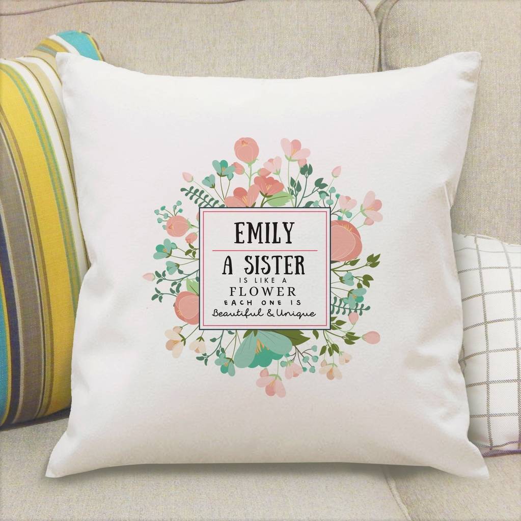 Personalised Mothers Day Floral Cushion By British and Bespoke