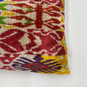 Oblong Velvet Ikat Cushion Ottoman Modern, 4 of 10