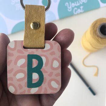 Personalised Pink Mirror Keyring And Uplifting Note, 4 of 5