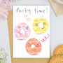 Party Time Birthday Card Party Rings Biscuits Card, thumbnail 1 of 2