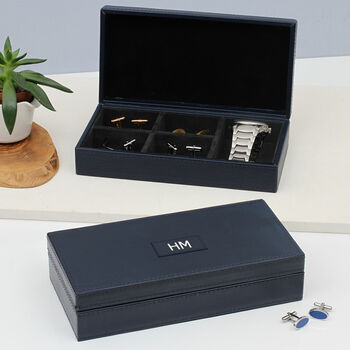 Personalised Patch Leather Jewellery And Watch Box, 2 of 3