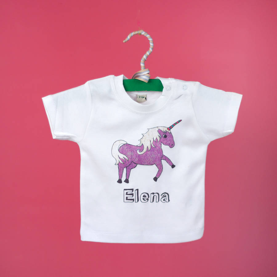 personalised unicorn organic cotton t shirt by snapdragon ...