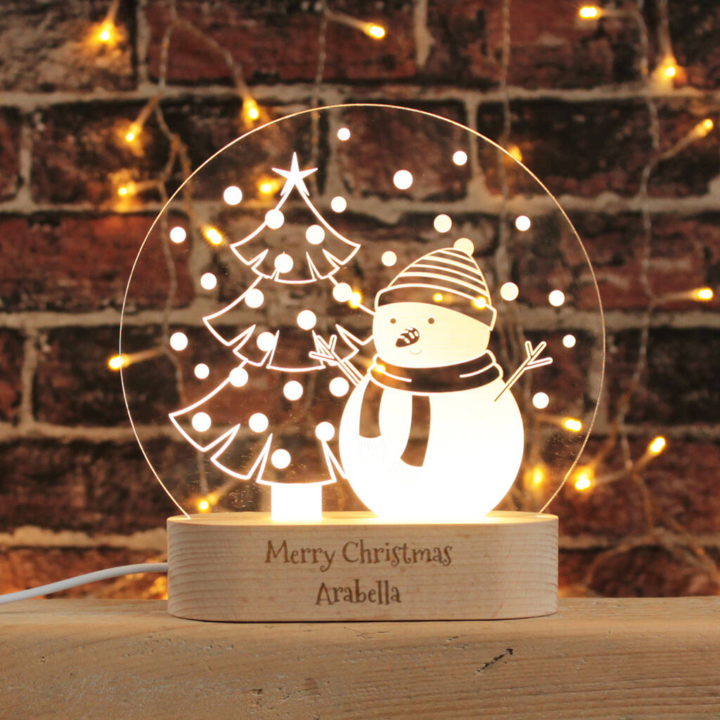 Personalised Snow Globe Snowman Christmas Light, 1 of 2
