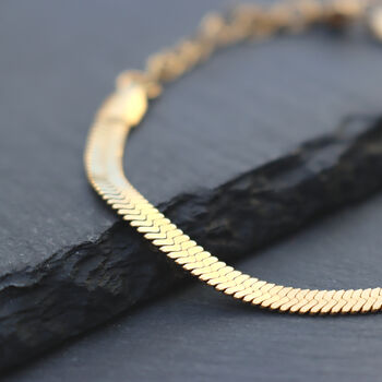 Flat Snake Bone Chain Bracelet 18ct Gold Plated, 5 of 7