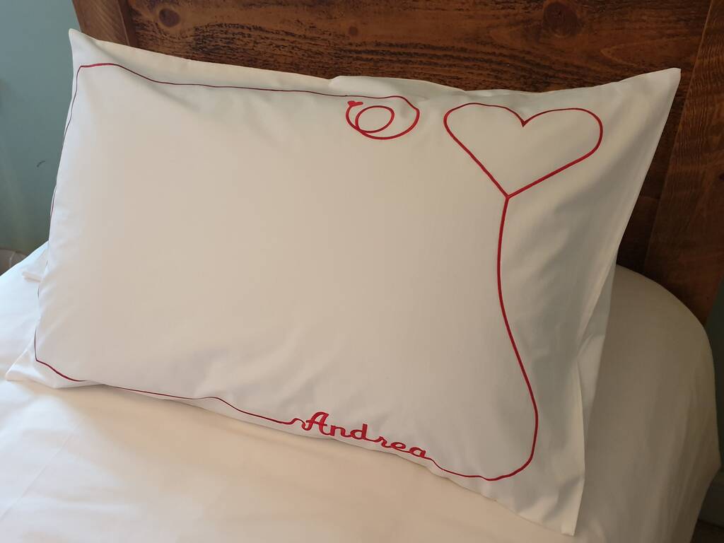 personalised heart love pillow case by penrose personalised