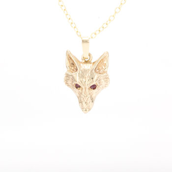 Fox Head Pendant With Rubies In Solid Gold, 2 of 3