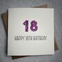 Personalised Happy 18th Glitter Milestone Birthday Card, thumbnail 2 of 5