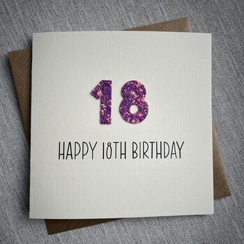 Personalised Happy 18th Glitter Milestone Birthday Card, 2 of 5