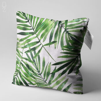 Green Thin Leaves Tropical Soft Pillow Cover, 3 of 7