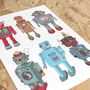 Vintage Toy Robot A4 Giclee Print, thumbnail 2 of 5
