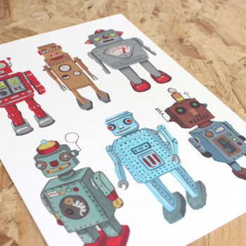 Vintage Toy Robot A4 Giclee Print, 2 of 5