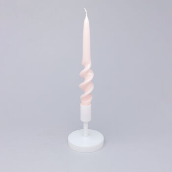 G Decor Twiselle Set Of Two Spiral Twisted Hand Dipped Dinner Blush Pink Taper Candles, 2 of 4