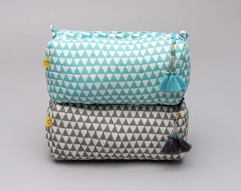 Aqua Alibag Triangle Pattern Cotton Make Up Bag, 8 of 12