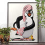 Penguin Naked In Bathroom, Funny Toilet Art, thumbnail 1 of 6