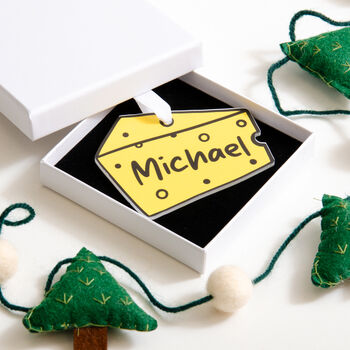 Personalised Cheese Christmas Bauble Decoration, 2 of 7