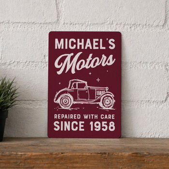 Vintage Car Personalised Metal Garage Sign, 3 of 4