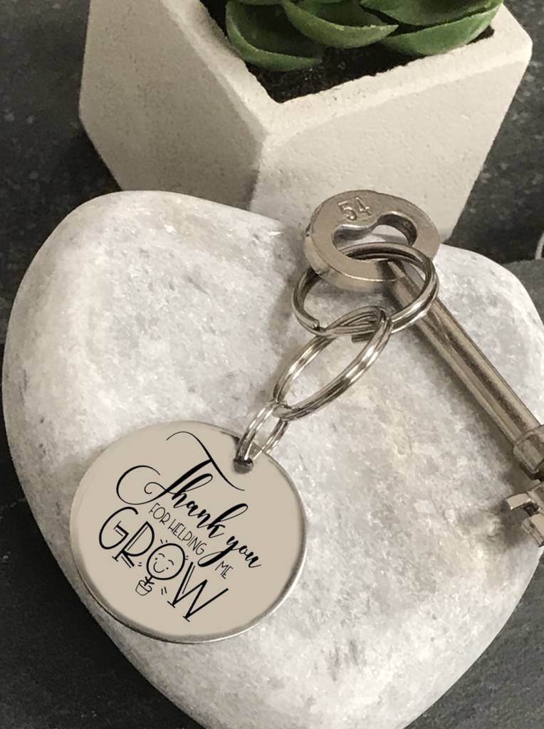 Image of 'Thank you for helping me grow' Teachers Keyring