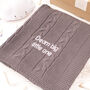 Dark Grey Cable Knitted Personalised Baby Blanket, thumbnail 1 of 9