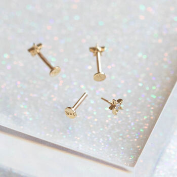 14 Carat Gold Tiny Star Labret Stud Earring, 4 of 6