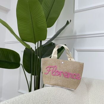 Personalised Mini Straw Hand Bag, 2 of 5