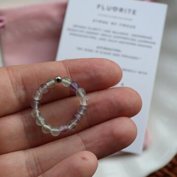 Fluorite Thumb Ring With Pouch And Info Card, 2 of 6