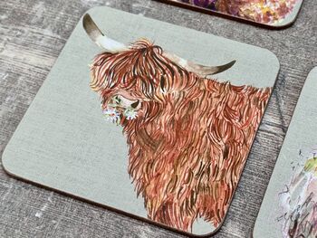 Set Of Four Square Farm Animal Coasters, 2 of 6