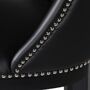 Black Ribbed Leather Studded Bar Kitchen Dining Stool, thumbnail 2 of 3