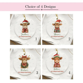 Personalised Baby’s First Christmas Highland Cow Bauble, 6 of 8