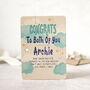 Personalised New Baby Card In Wood, Blue, thumbnail 2 of 2
