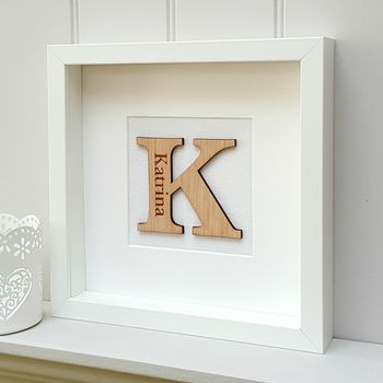 Personalised New Baby Oak Initial Gift, 3 of 6