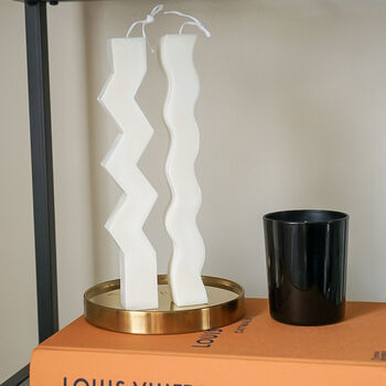 Pair Of Zig Zag And Wave Pillar Candles, 4 of 4