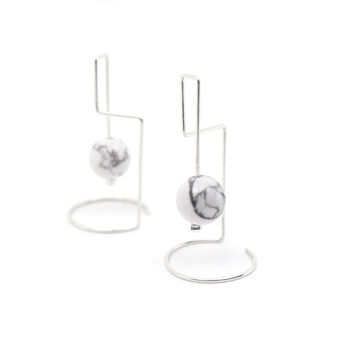 Labyrinth Nº Two Architectural Earrings With Semi Precious Stone, 7 of 8