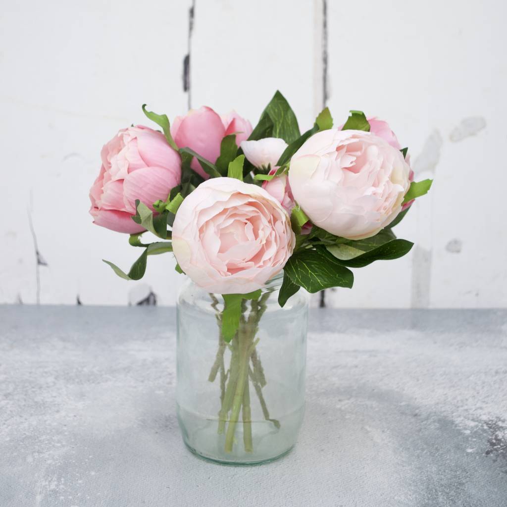 Soft Pink Mixed Faux Peony Bouquet By Abigail Bryans Designs