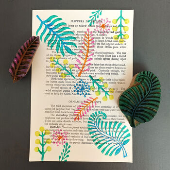 Set Of Three Colourful Botanical Wood Block Prints, 8 of 8