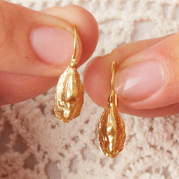 18 K Gold And Silver Cardamon Pod Drop Earrings, 4 of 9