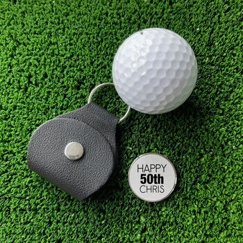 Personalised 50th Golf Ball Marker And Holder, 2 of 2