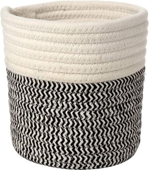 Black Patterned Woven Planter And Storage Baskets, 5 of 8