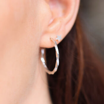 Silver Twist Hoops, 3 of 4