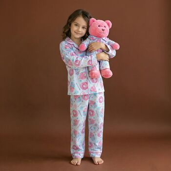 Alisa Pyjama Set With Matching Teddy Bear Set, 3 of 3
