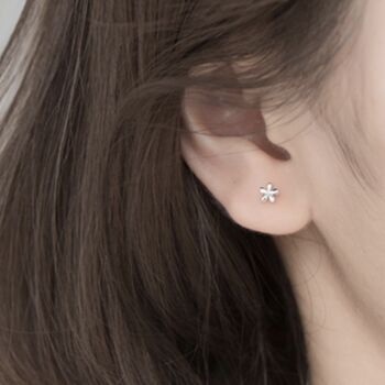 Sterling Silver Simple Flower Stud Earrings, 3 of 6