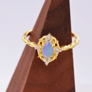 Sterling Silver Natural Genuine Opal Rings, 2 of 12